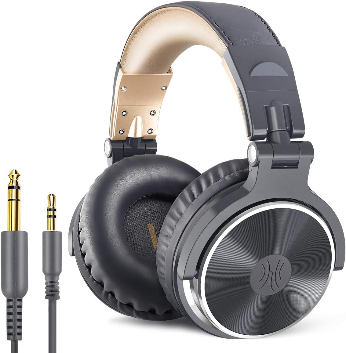 OneOdio Over Ear Headphone, Wired Bass Headsets with 50mm Driver, Foldable Lightweight Headphones with Shareport and Mic for Recording Monitoring Mixing Podcast Guitar PC TV - (Grey): Home Audio & Theater