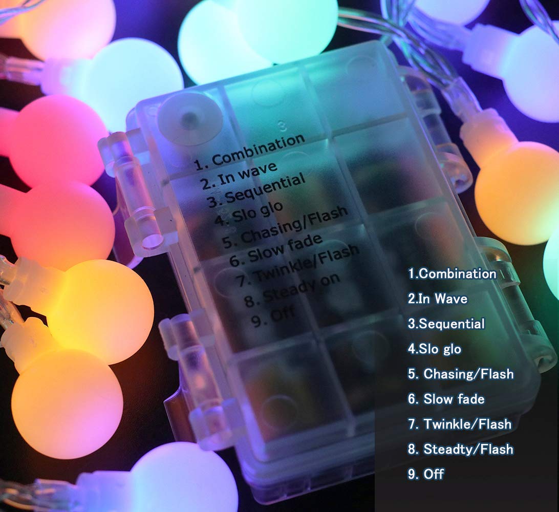 GreenClick LED Globe String Lights,40 LEDs 14.8ft Battery Powered Fairy String Lights,8 Modes Waterproof Ball Lights Indoor/Outdoor,Multicolor Starry Decorative Lights for Patio Garden Xmas Wedding