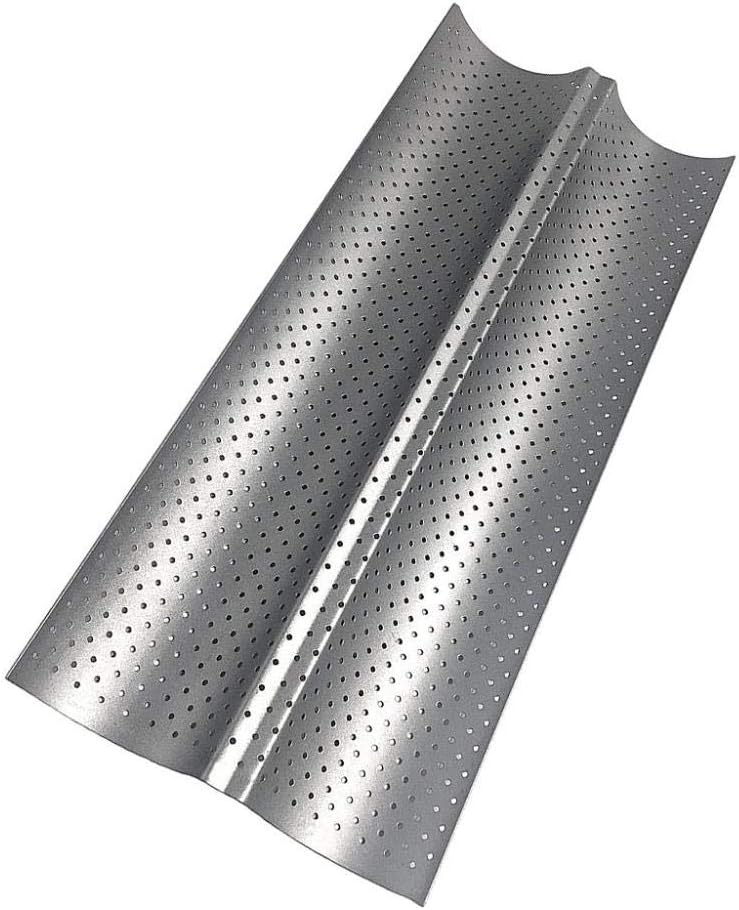 NewbieBoom Perforated Baguette Pan, Non-Stick Perforated French Bread Pan Wave Loaf Bake Mold (2, 3, 4 Gutters Available) - Black 3 Gutters,Silver 2 Gutters