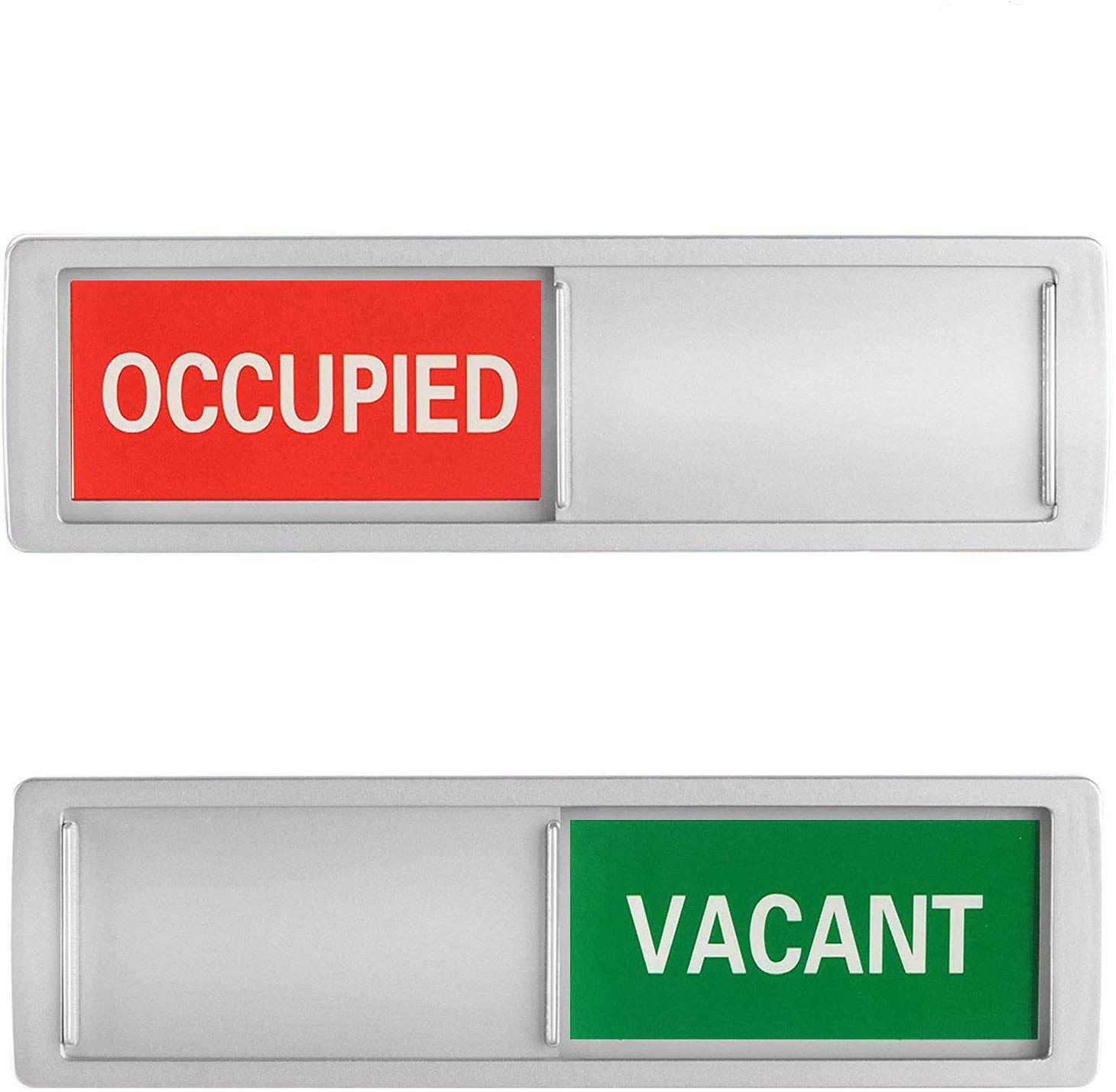 Lajulami Privacy Sign Vacant Occupied Home Magnet Adhesive No Drill Premium, Home Office Restroom Conference Bathroom, Silver WC Toilet WFH Door Hanger Slider Hostel