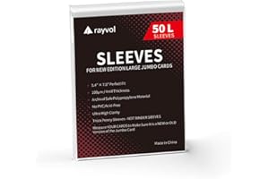Rayvol Jumbo Card Sleeves Size L:5.4 x 7.4 Inch - Card Sleeves for Oversized TCG Trading Cards (50pcs)