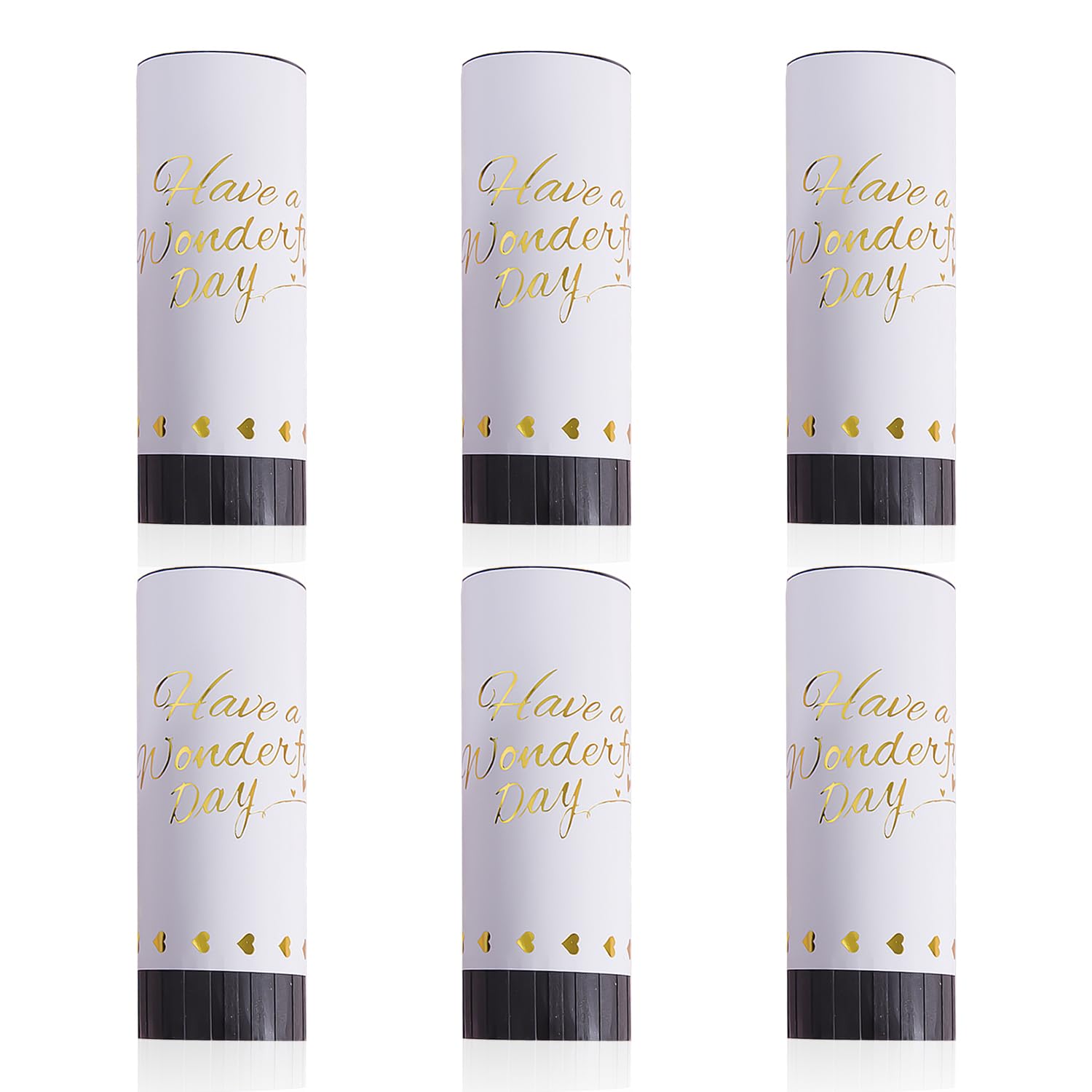 6 Biodegradable White Confetti Salute Cannons - Wedding, Graduation & New Year