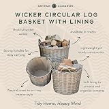 Arthur Cameron Deluxe Circular Wicker Log Basket with Handles & Lining (Large, view 6