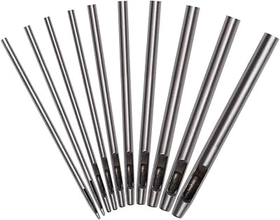 kuou 10 Pc Round Steel Hole Punch Cutter Set 0.5mm-5.0mm for Leather Paper