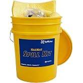 Spilfyter Hazmat Spill Kit in Reusable Bucket | 10 Yellow Hazmat Pads, 3 Absorbent Socks (3" x 4'), Nitrile Gloves &amp; Safety Goggles, Disposal Bag &amp; Twist Tie, 205304