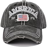 America USA Eagles Flag Est 1776 Cap Hat-Breathable Ball Cap Baseball Cap Adjustable Size for Men and Women Embroidered (Black)