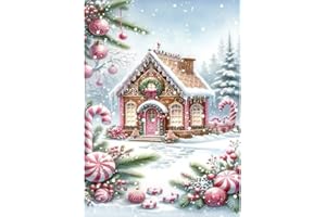 askkqtx Christmas Diamond Art Kits for Adults - Christmas Snowscape House Landscape Diamond Painting Kits Full Drill Crystal Rhinestone Gem Art Craft Kits for Home Wall Decor 12X16Inch
