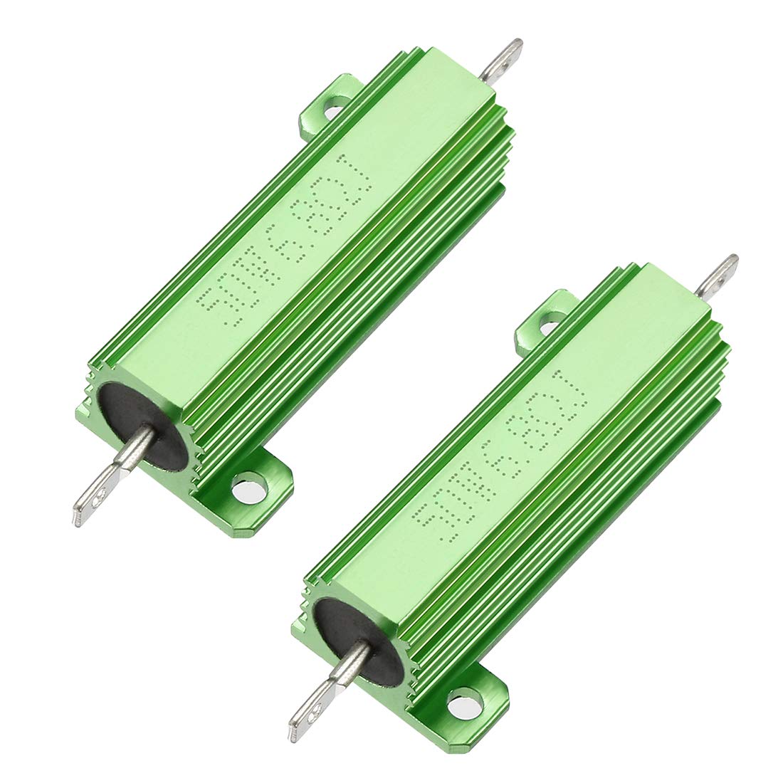 Sourcingmap 50W 6.8 Ohm 5% Aluminum Housing Resistor Screw Tap Chassis Mounted Aluminum Case Wirewound Resistor Load Resistors Green 2 Pcs