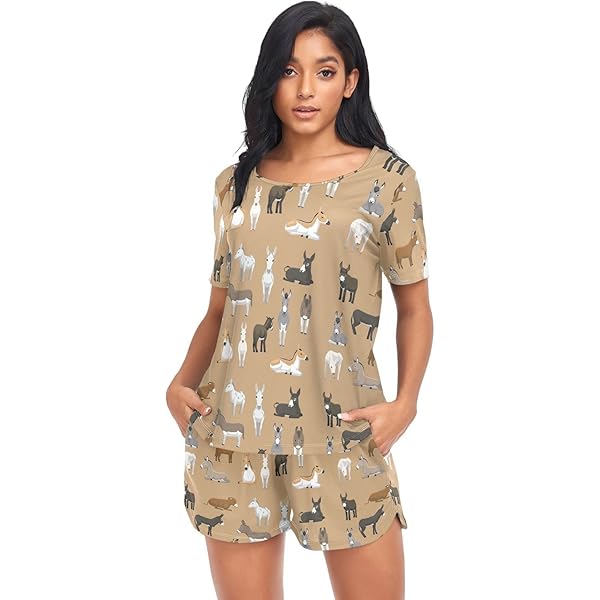 Ollabaky Women's Dachshund Pajama Set - Cute Dog Print Pjs, Short Sleeve Lounge Set, Sizes S-XXL 13 thumbnail image