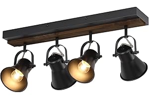 KEESFU 4-Light Track Lighting Kit,Black Semi Flush Mount Ceiling Light with 4 Rotatable Light Heads,Modern Farmhouse Lighting for Livingroom,Bedroom,Hallway,Art Wall,Bathroom,Kitchen.(4-Light)