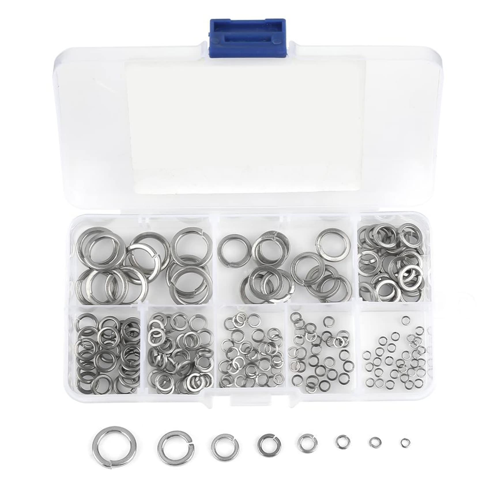 Artillery Spring Washers, 180pcs M2-m10 Stainless Steel Ss304 Spring Washers Assortment with Box for Wear Pads Preload Indicator Detent