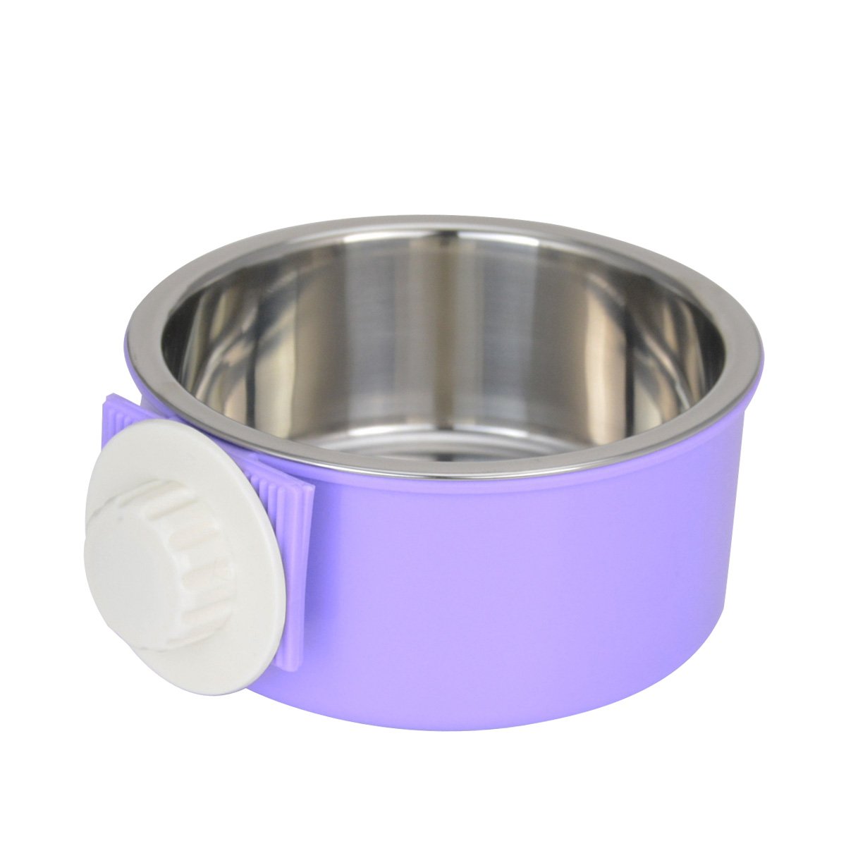 ShareWe Pet Hanging Bowl 2-in-1 Removable Stainless Steel Dog Crate Bowl Food Water Hanging Bowl for Dog Cat Bird Rabbit Hamster Ferret (Purple)