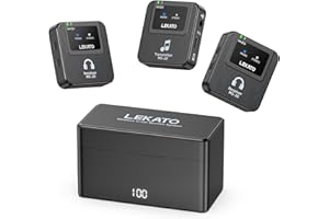 LEKATO Wireless in-Ear Monitor MS-20 Charging, 30H Battery Life with Box, 2.4G IEM System 1Transmitter 2 Receivers Auto-Pairing,OTG Support,One to More, in-Ear Monitoring for Studio,Live,Singer,Band