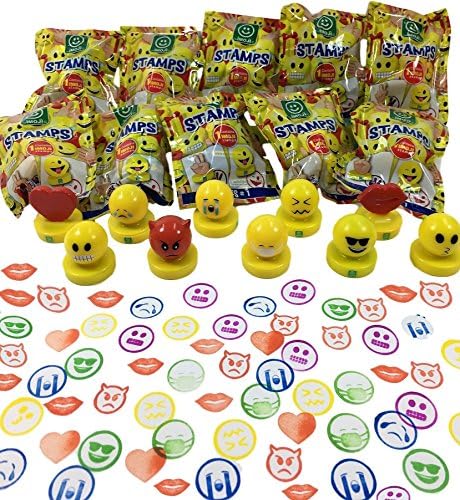 Emoji Figure Ink Stamps 10 COUNT Collectable Blind Bags Party Favor Stampers,