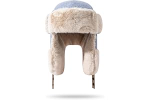 CLAPE Winter Trapper Hats Warm Russian Trooper Faux Fur Hat with Ear Flap Aviator Cap Unisex Ushanka Hat for Hunting