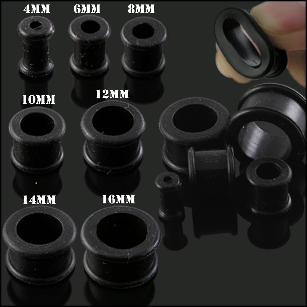 AZARIO London 12MM Black Silicone Double Flared Tunnel Ear Plug Piercing Jewellery - Sold by Piece - Image 3