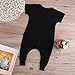 TheFound Baby Boy Girl Romper Bunny Printed Short Sleeve Jumpsuit Zipper Playsuit Outfits(18-24M) Black