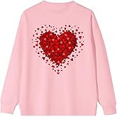KamdFoen Valentines Sweatshirt for Women Cute Graphic Long Sleeve Fitted Crewneck Pullover Tops Couples Outfits
