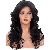 REEWES 70s Farrah Fawcett Vintage Blonde Synthetic Full Wig - Feathered Disco Hairpiece (Black)