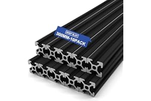 SeekLiny 10PCS T Slot 2020 Aluminum Extrusion European Standard 300mm(11.8 inch) Length Anodized Extruded Aluminum for CNC DIY 3D Printer and Industrial Bracket Making Black