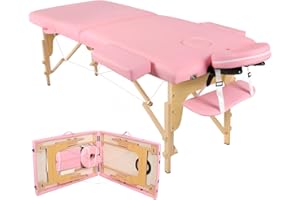 Higliocas Massage Table Portable Lash Bed: 2-Zone Wooden Massage Bed Foldable Esthetician Bed for Physical Therapy & Tattoo & Spa & Eyelash tech