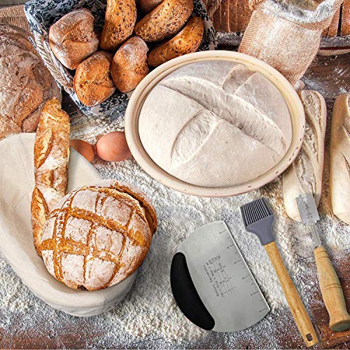 Sourdough Bread Proofing Basket Set - 10" Round & Oval Bannetons With Linen Liners & Baking Tools Kit