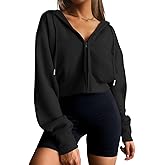 Trendy Queen Womens Zip Up Cropped Hoodies Long Sleeve Sweatshirts Casual Jackets Fall Fashion 2025 Winter Clothes