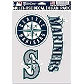 MLB Seattle Mariners Decal Multi Use Fan 3 Pack, Team Colors, One Size