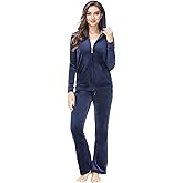 ANOTHER CHOICE Velour Tracksuit Women 2 Piece Zip-Up Velvet Sweatsuits Hooded Soft Jogging Set