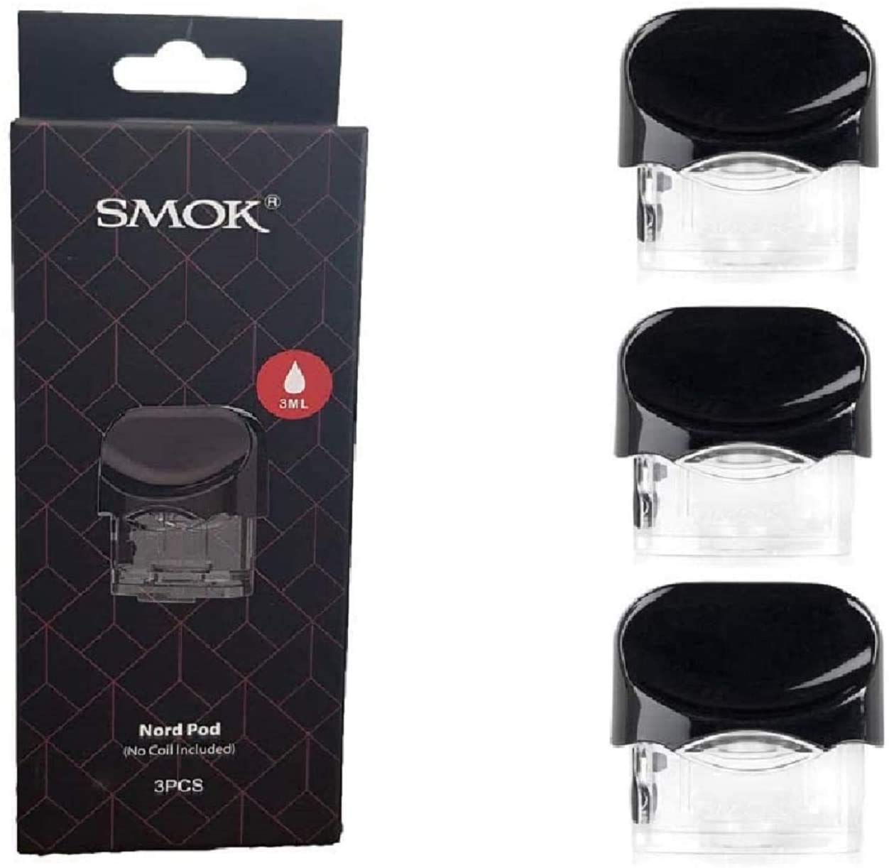 SMOK NORD Replacement Empty Pods (No Coils) Cartridge Tank - 3 Pack No Nicotine