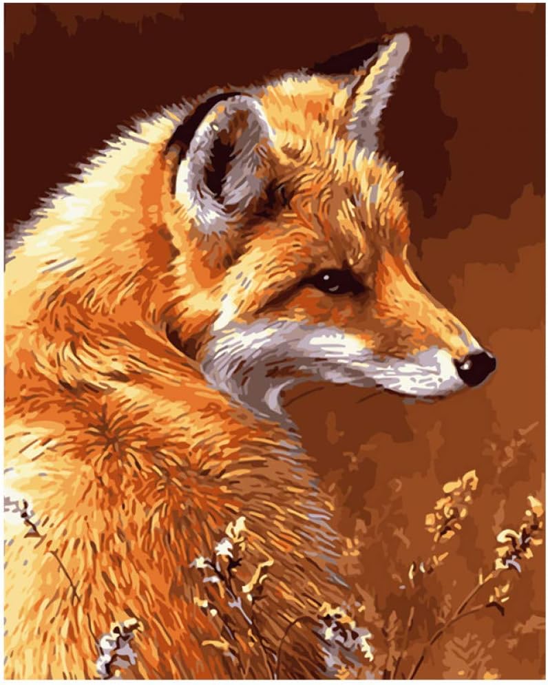 Amazon Com Diy Digital Painting Oil Painting Frameless Fox In The Dry Grass Animal Diy Painting By Numbers Wall Art Picture Acrylic Paint For Home Decoration 40x50cm 16x20inch Paintings