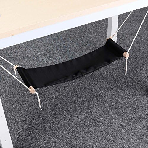 DEMTER Premium Canvas Foot Hammock - Comfortable Feet Hammock Under Desk Footrest Stool, Ergonomic, Adjustable &amp; Portable Foot Rest Hammock Stand for Office and Home, Black