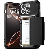 VRS DESIGN Damda Glide Pro Card Holder Case for iPhone 16 Pro Max (2024), Sturdy Semi Auto Card Slot Wallet [4 Cards] Case Designed for iPhone 16 Pro Max (2024) Logo Black