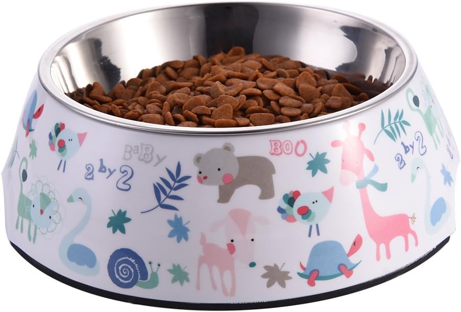 Widen Pet Dog Cat Supplies Pet Bowl with Removable Melamine Stainless Steel Bowl
