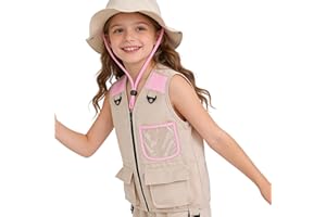 Safari Costume Kids | with Pocket Washable Clothes - Sleeveless Kids Explorer Vest Kit - for Boys Girls Hiking Fishing