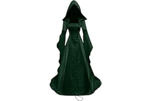 SHOPESSA Women's Gothic Dress with Hood Medieval Costume Corset Renaissance Dress Victorian Dress
