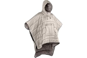 Gaorui Winter Poncho Coat Outdoor Camping Warmth Small Quilt Blanket Water-resisitant Sleeping Bag Cloak Cape with Hat for Adult (Khaki)
