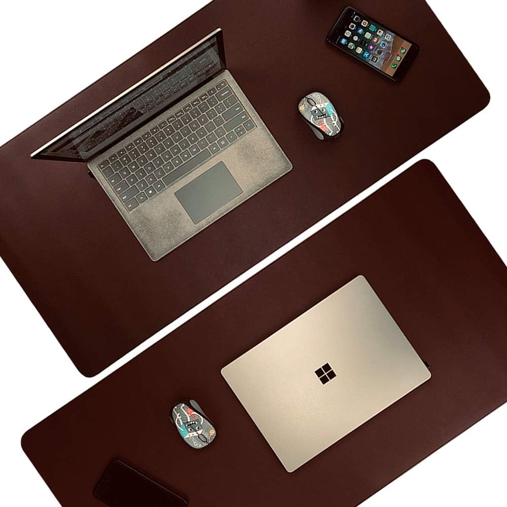Amazon Co Jp キーボードとマウス用の大型マウスパッド 80 X 40 Cm 天然ゴム 縫い目 スムースレザー 傷つきにくい 収納が簡単 オフィス 家庭用 ダークブラウン パソコン 周辺機器