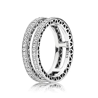 PANDORA Double Hearts of PANDORA Ring, Clear CZ Egypt Ubuy