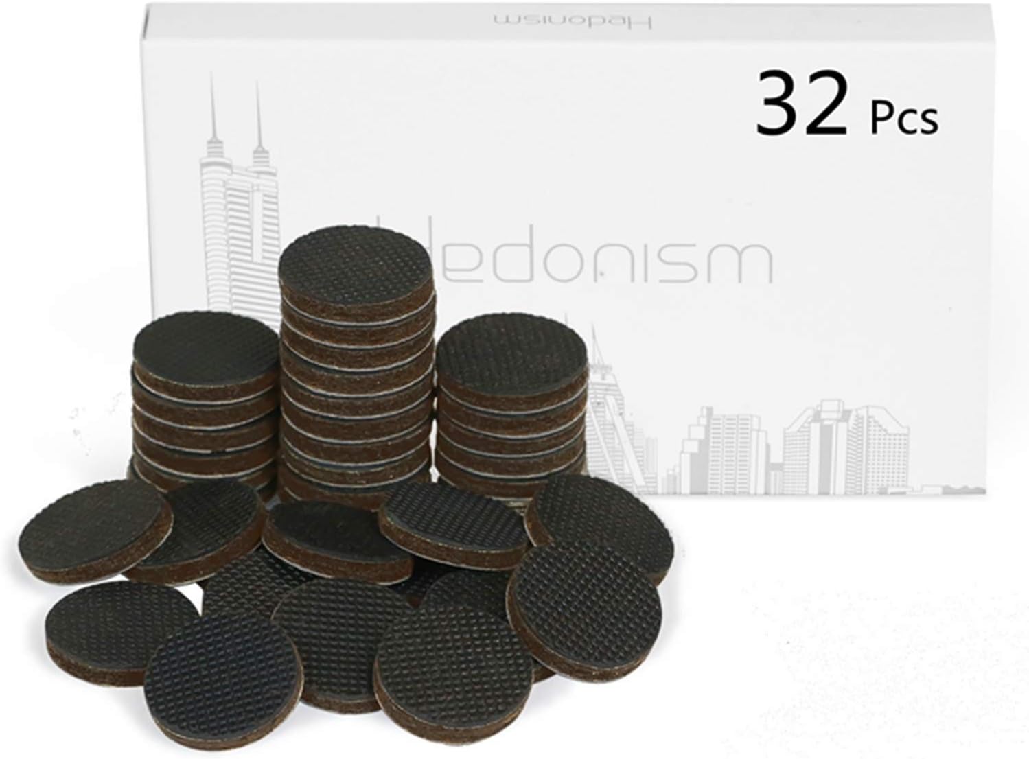 Non Slip Furniture Pads Rubber Feet with 32 Pcs Furniture Grippers - 1’ Self-Stick Furniture Round Felt Pad for Floor Protectors & Furniture Stoppers by Hedonism