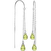 Galaxy Gold GG 14k White Gold Peridot Threaded Earrings