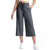 Soothfeel Women's Capri Pants Loose High Waisted Wide Leg Lightweight Travel Hiking Pants for Women Casual Summer with Pocket