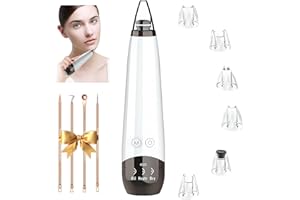 ECHTUR 2025 Pore Vacuum, USB Rechargeable Blackhead Remover Vacuum,3 Levels Adjustable Pore Vacuum Blackhead Remover, with 5 Suction Power,6 Probes,Face Vacuum Pore Cleanser for Women & Men-White