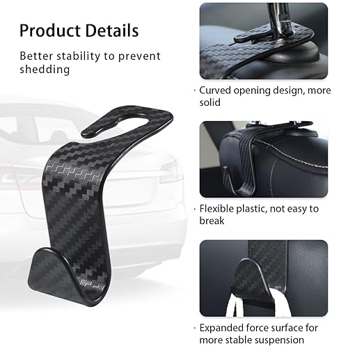 Ziciner Car Seat Headrest Hooks, Pack Auto Durable Backseat