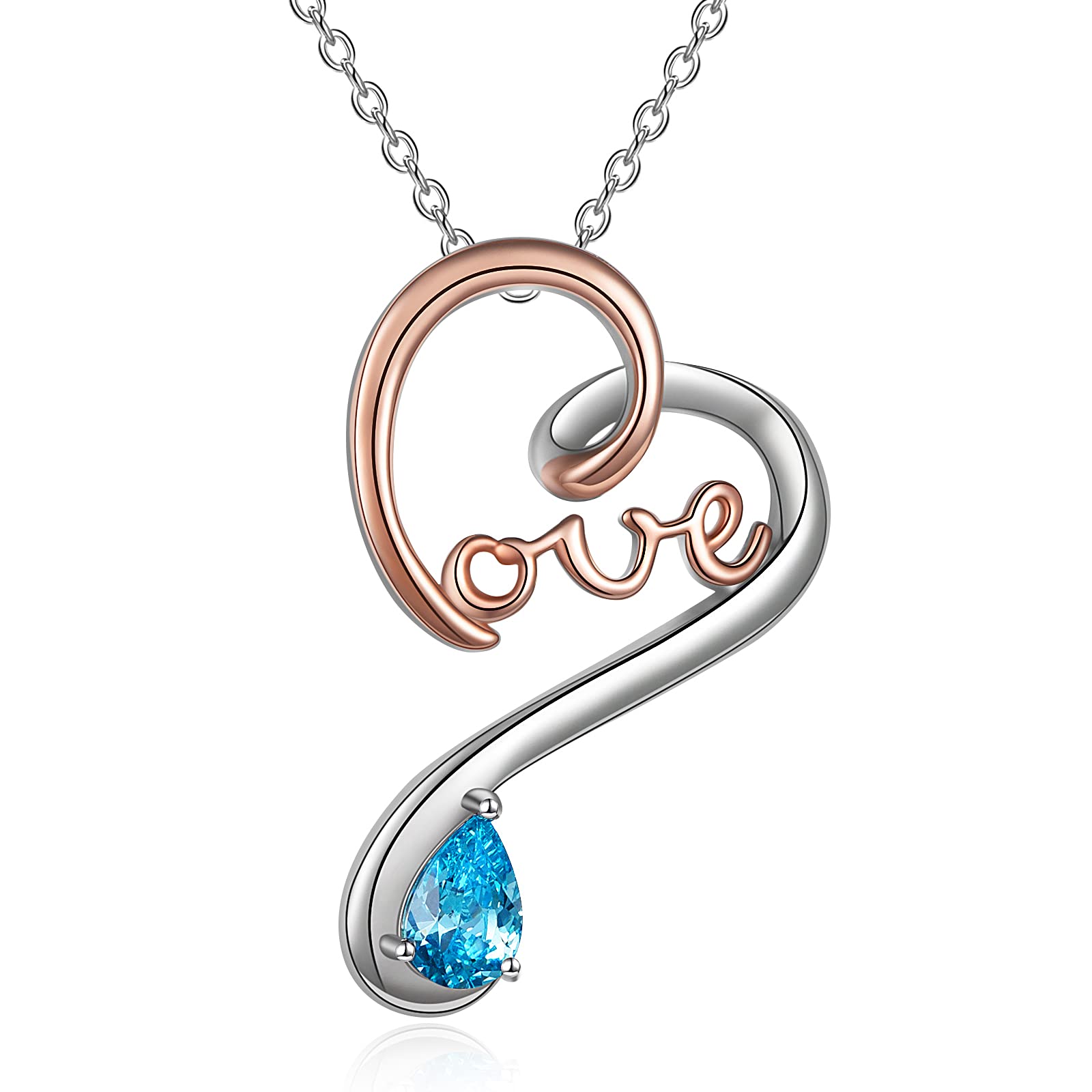 YFN Mother's Day Gifts Sterling Silver Mother Daughter Pendant Necklace Mum Daughter Jewellery for Women Girls (Love Heart) — image 1