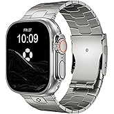 FiNESTONE AGIS01 Titanium Band Compatible with Apple Watch Ultra 3/2/1 49mm, Series 11/10 46mm - Military-Grade DLC Coating, Scratch Resistant & Durable Adjustable Strap for Men