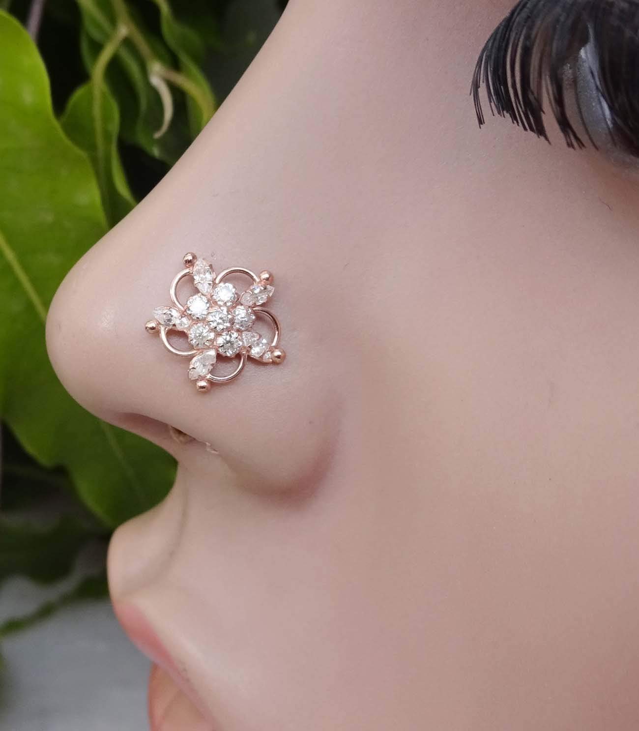 Rose Gold Nose Hoop,Unique Nose Ring,Christmas gift Nose