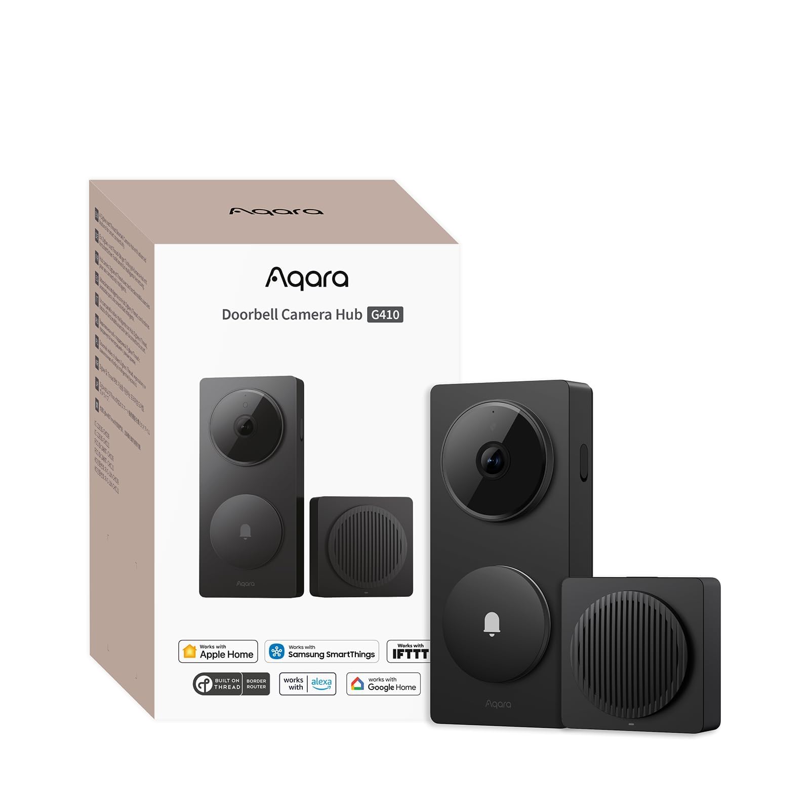 Photo 1 of Aqara Smart Doorbell Camera G410 with Chime, 2K, HomeKit Secure Video, 2-Way Audio, Built-in Matter Hub, Wireless/Wired, Supports Apple Home, Alexa, Google, Home Assistant, 2.4G/5GHz Wi-Fi, Black