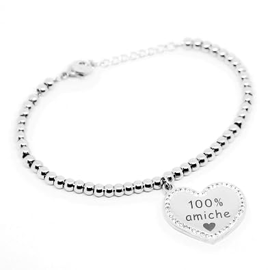 Di Bello Bracciale Da Donna Braccialetto In Acciaio Emozionale Amiciziasorellefrasi Pensieri Parole Regolabile Incisione Laser Argento