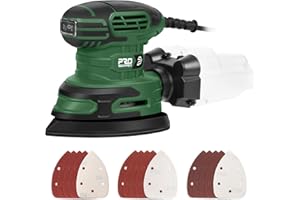Prostormer Detail Sander, 13000RPM Mouse Sander, 1.6A Electric Palm Sanders with 15Pcs Sandpapers, Dust Collection Box for Tight Spaces Sanding, Polishing, Woodworking in Home Decoration